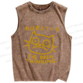 Unisex Vintage Cat Have Been Thinking Printed Washed Tank Top