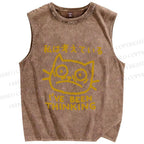 Unisex Vintage Cat Have Been Thinking Printed Washed Tank Top
