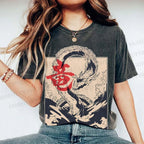 Unisex Japanese Dragon Vintage Printed Washed Tee
