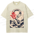Unisex Japanese Dragon Vintage Printed Washed Tee