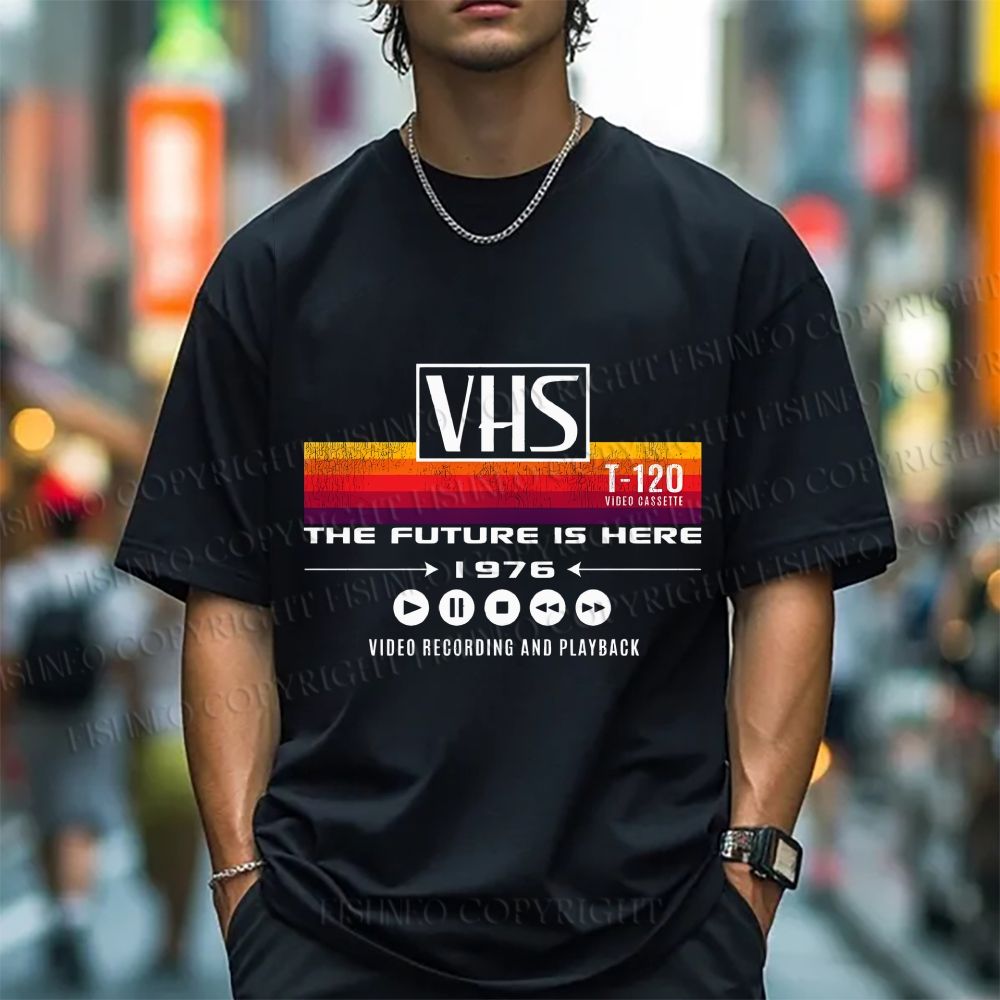 Unisex VHS Vintage Wash Japanese Design Classic Cotton T-shirt