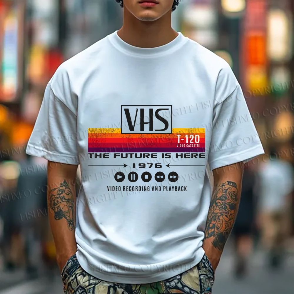 Unisex VHS Vintage Wash Japanese Design Classic Cotton T-shirt