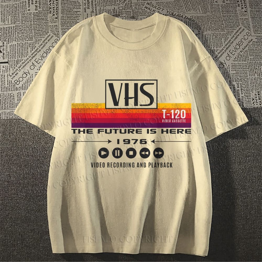 Unisex VHS Vintage Wash Japanese Design Classic Cotton T-shirt