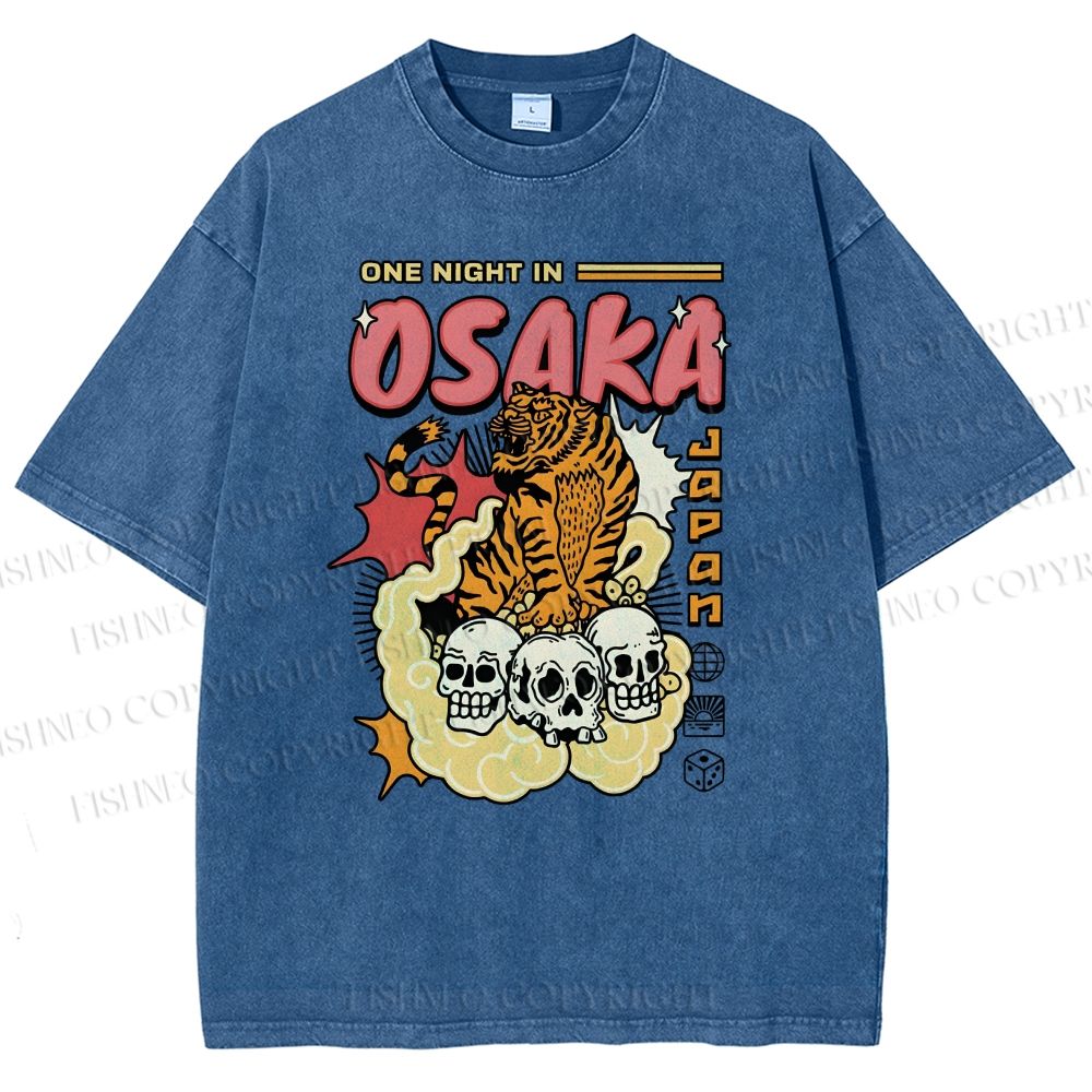 Unisex Osaka Tiger Printed Washed Tee