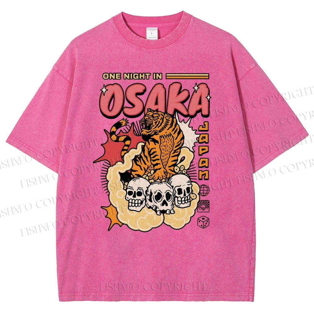 Unisex Osaka Tiger Printed Washed Tee