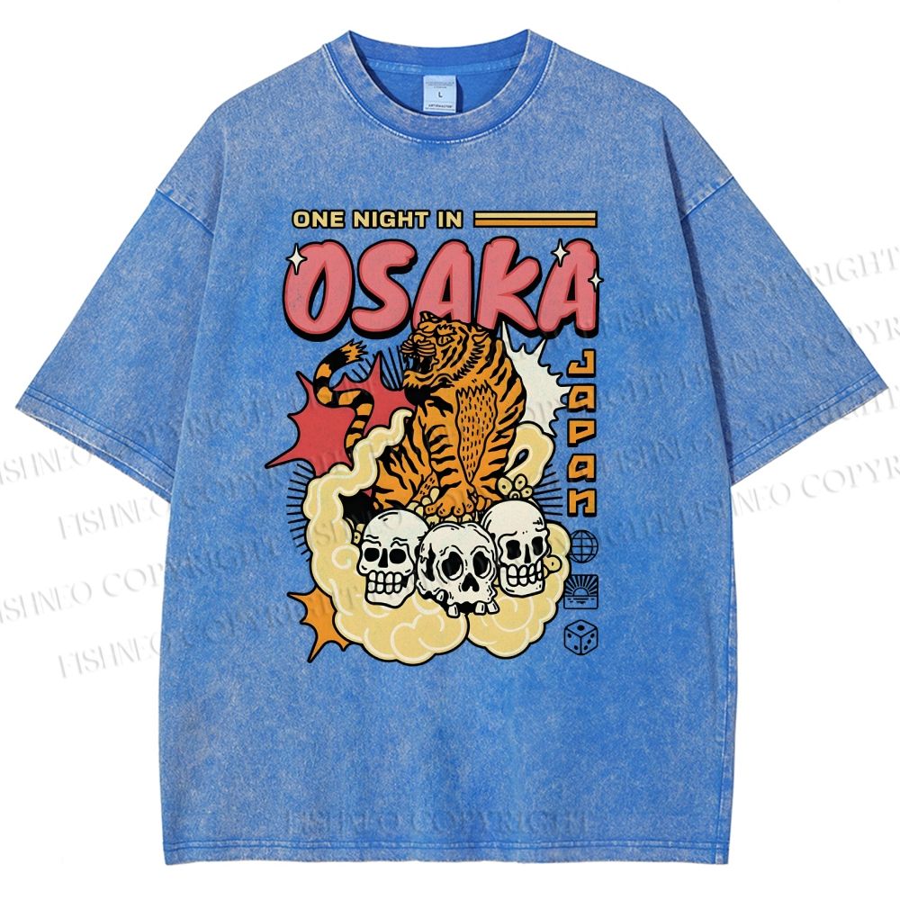 Unisex Osaka Tiger Printed Washed Tee