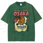 Unisex Osaka Tiger Printed Washed Tee
