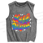 Unisex Pride Love Wins Printed Washed Tank Top