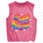 Unisex Pride Love Wins Printed Washed Tank Top