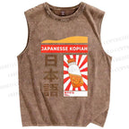Unisex Japanesse Kopiah Printed Washed Tank Top