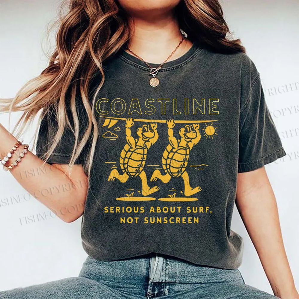 Unisex Coastline Printed Washed Tee