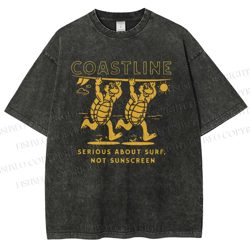 Unisex Coastline Printed Washed Tee