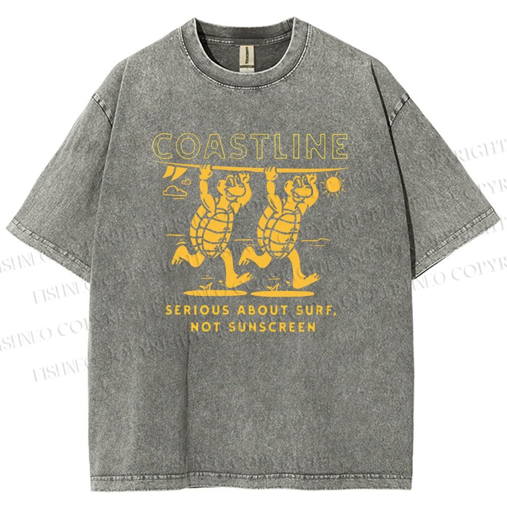 Unisex Coastline Printed Washed Tee