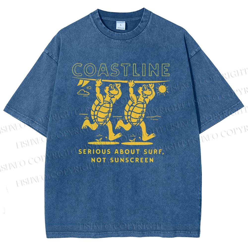 Unisex Coastline Printed Washed Tee