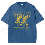 Unisex Coastline Printed Washed Tee