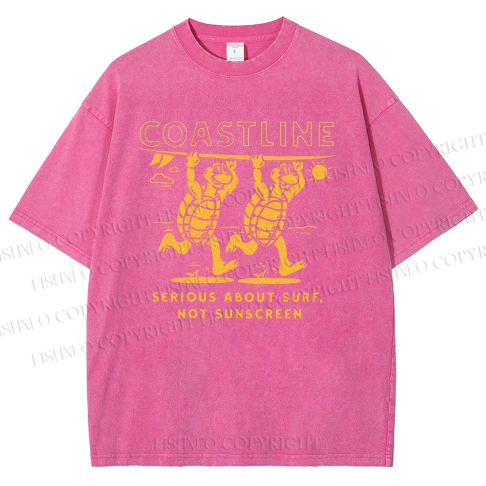 Unisex Coastline Printed Washed Tee