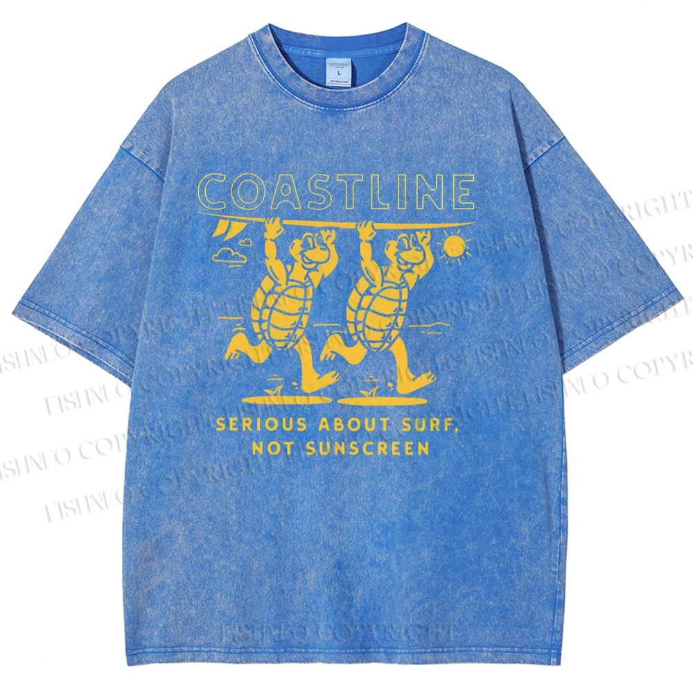 Unisex Coastline Printed Washed Tee