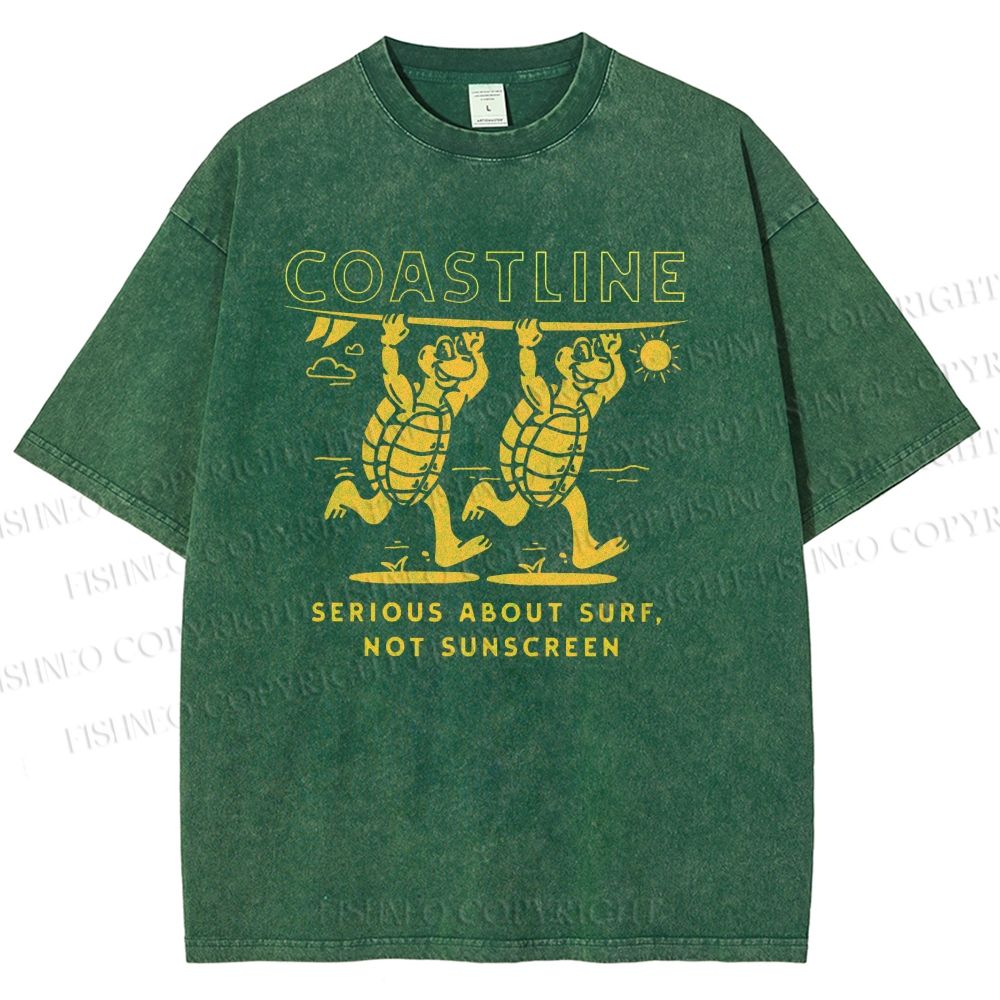 Unisex Coastline Printed Washed Tee