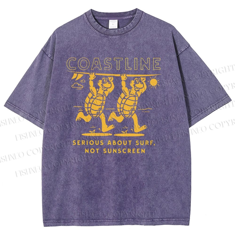 Unisex Coastline Printed Washed Tee