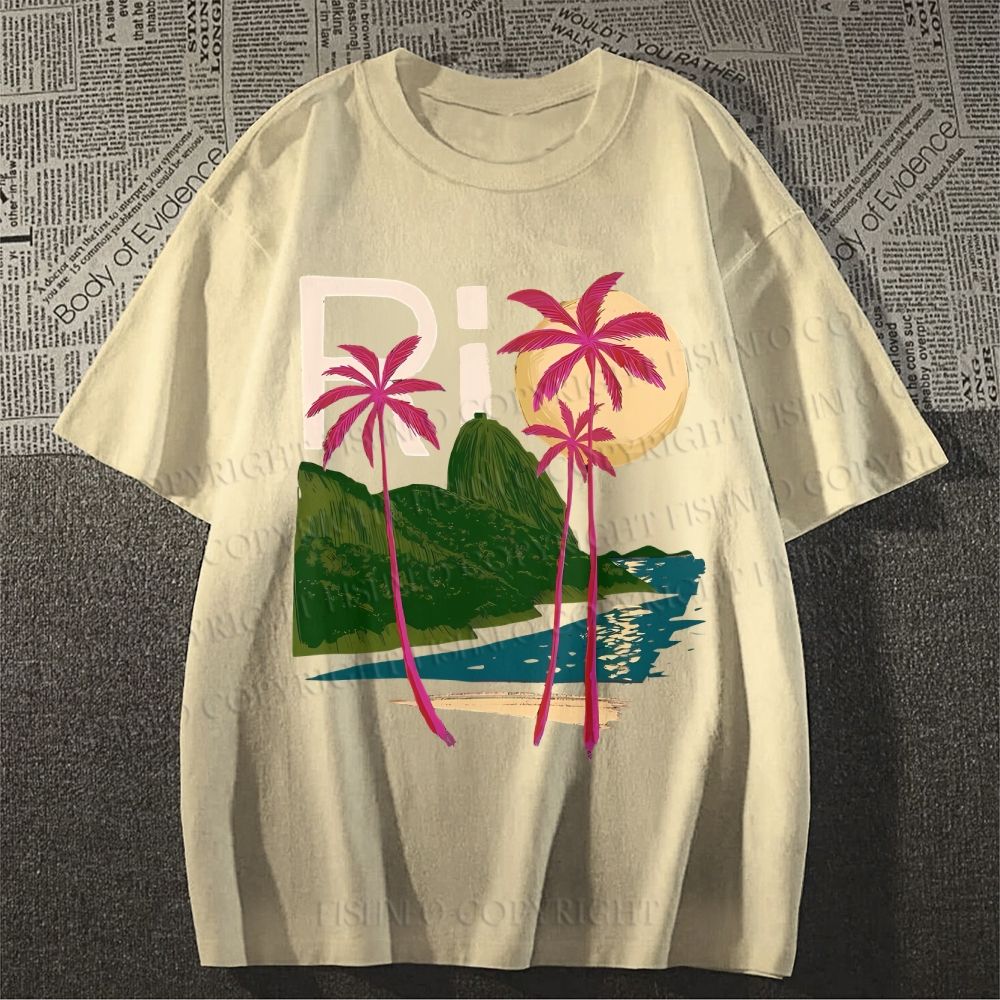 Unisex Vintage Rio Beach Graffiti Classic Cotton T-shirt