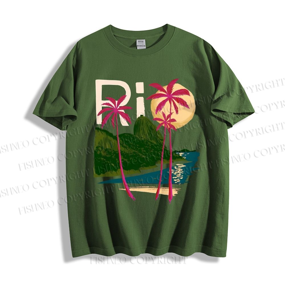Unisex Vintage Rio Beach Graffiti Classic Cotton T-shirt