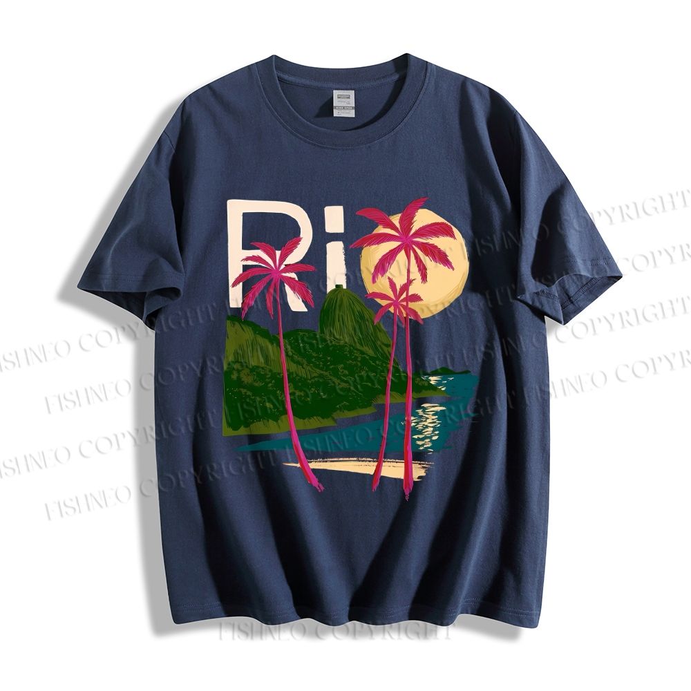 Unisex Vintage Rio Beach Graffiti Classic Cotton T-shirt