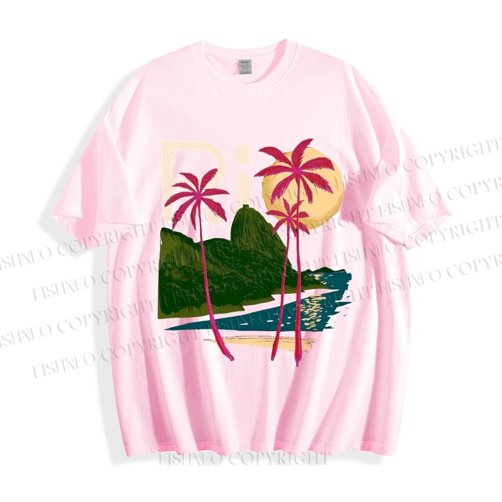 Unisex Vintage Rio Beach Graffiti Classic Cotton T-shirt