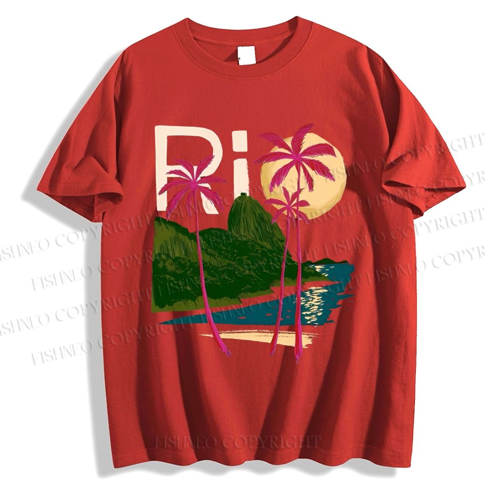 Unisex Vintage Rio Beach Graffiti Classic Cotton T-shirt