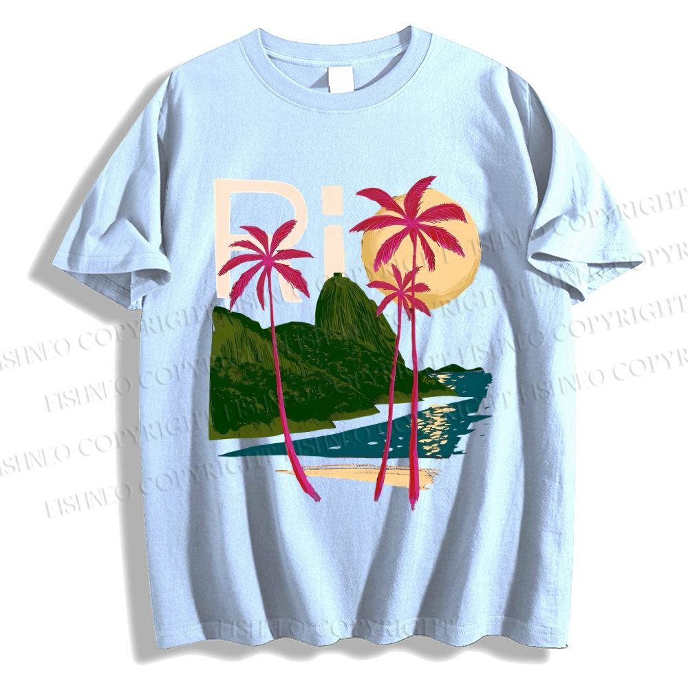Unisex Vintage Rio Beach Graffiti Classic Cotton T-shirt