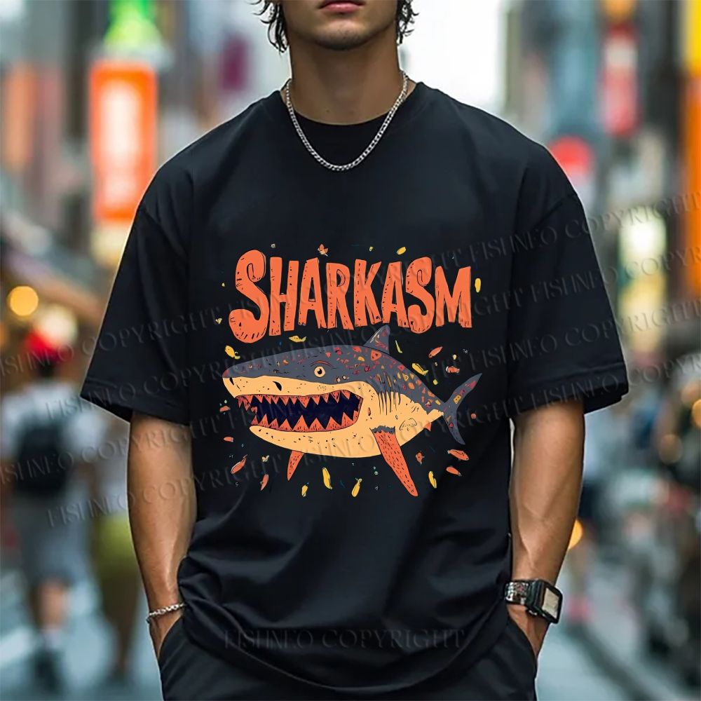 Unisex Sharkasm Graffiti Classic Cotton T-shirt