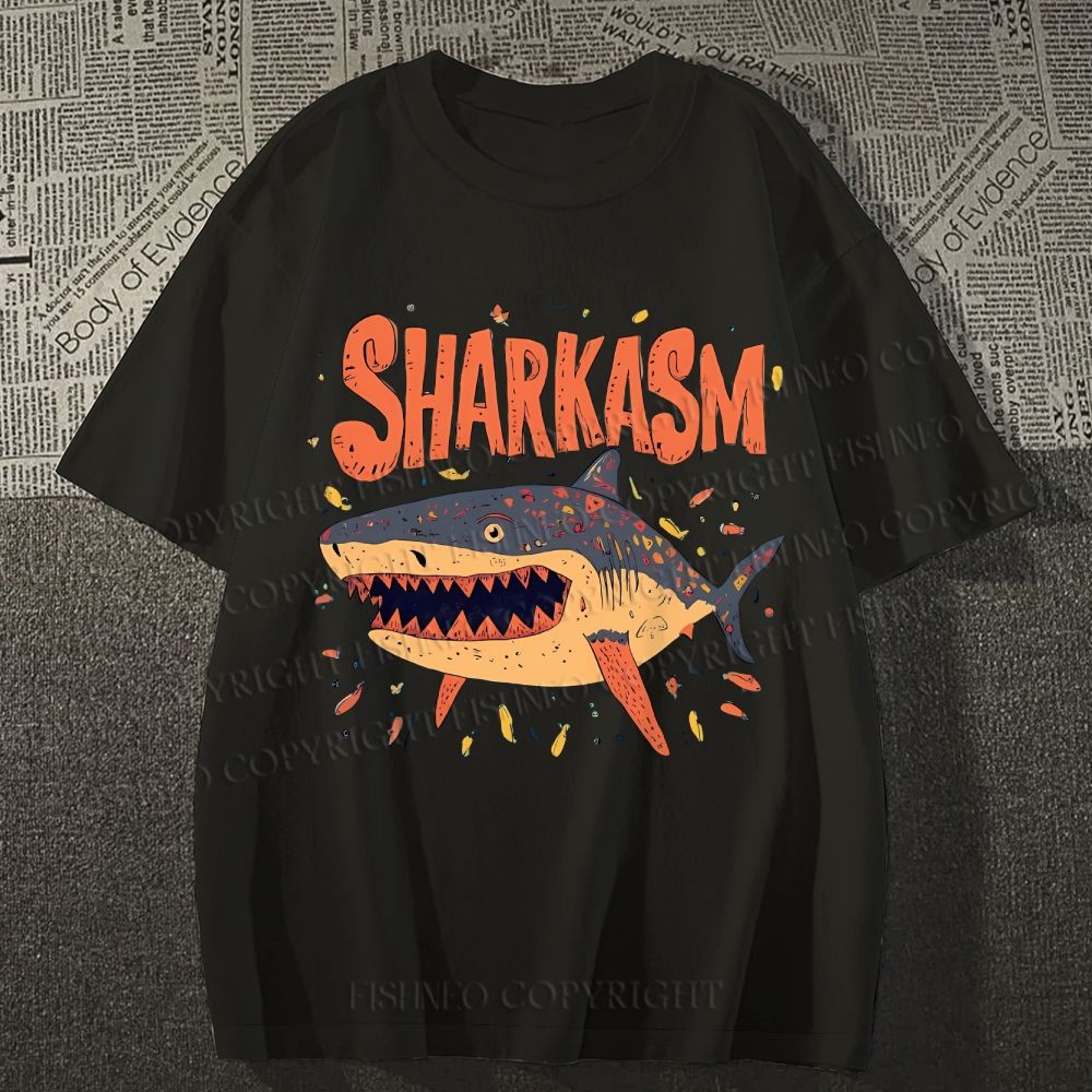 Unisex Sharkasm Graffiti Classic Cotton T-shirt