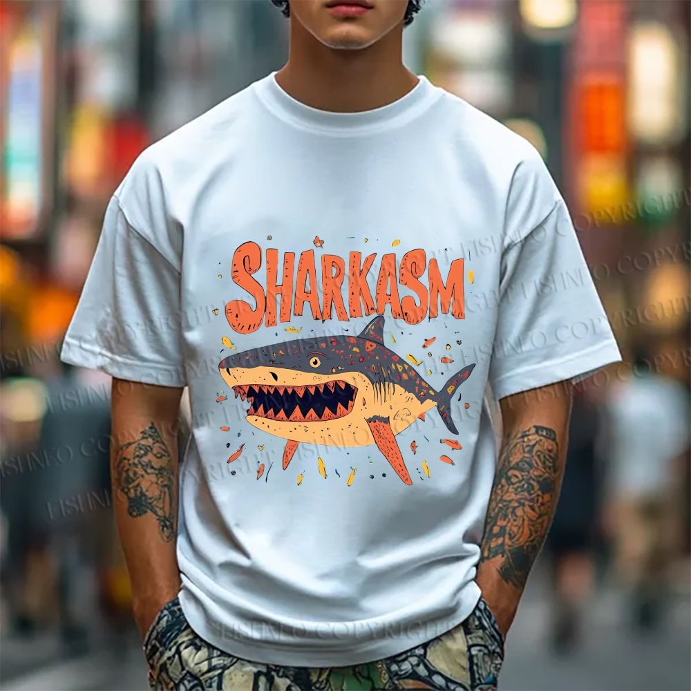 Unisex Sharkasm Graffiti Classic Cotton T-shirt