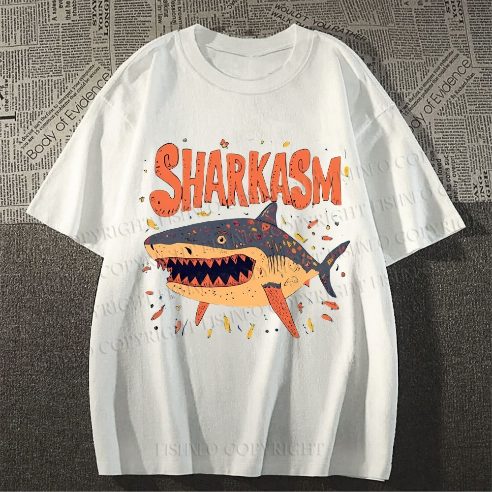 Unisex Sharkasm Graffiti Classic Cotton T-shirt