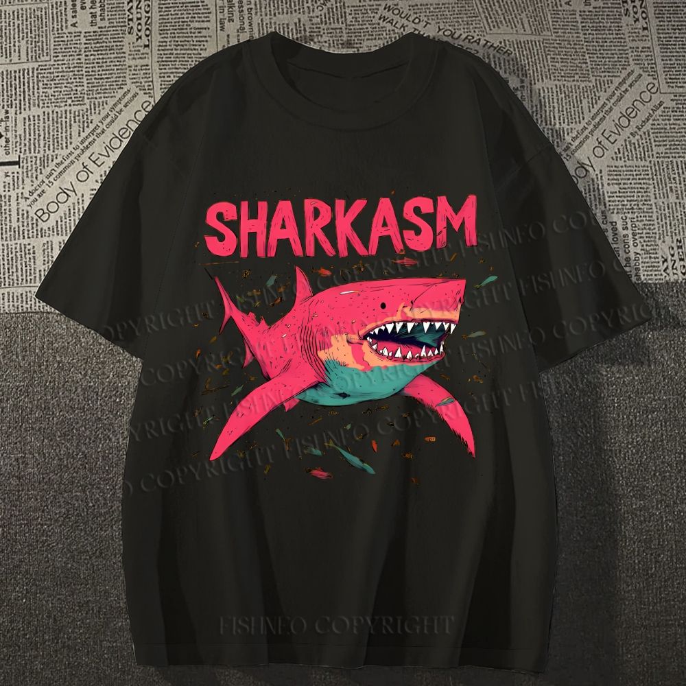 Unisex Sharkasm Graffiti Classic Cotton T-shirt