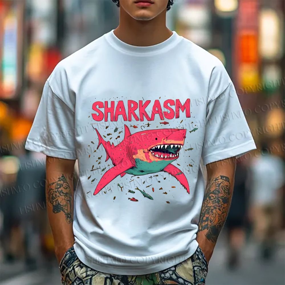 Unisex Sharkasm Graffiti Classic Cotton T-shirt