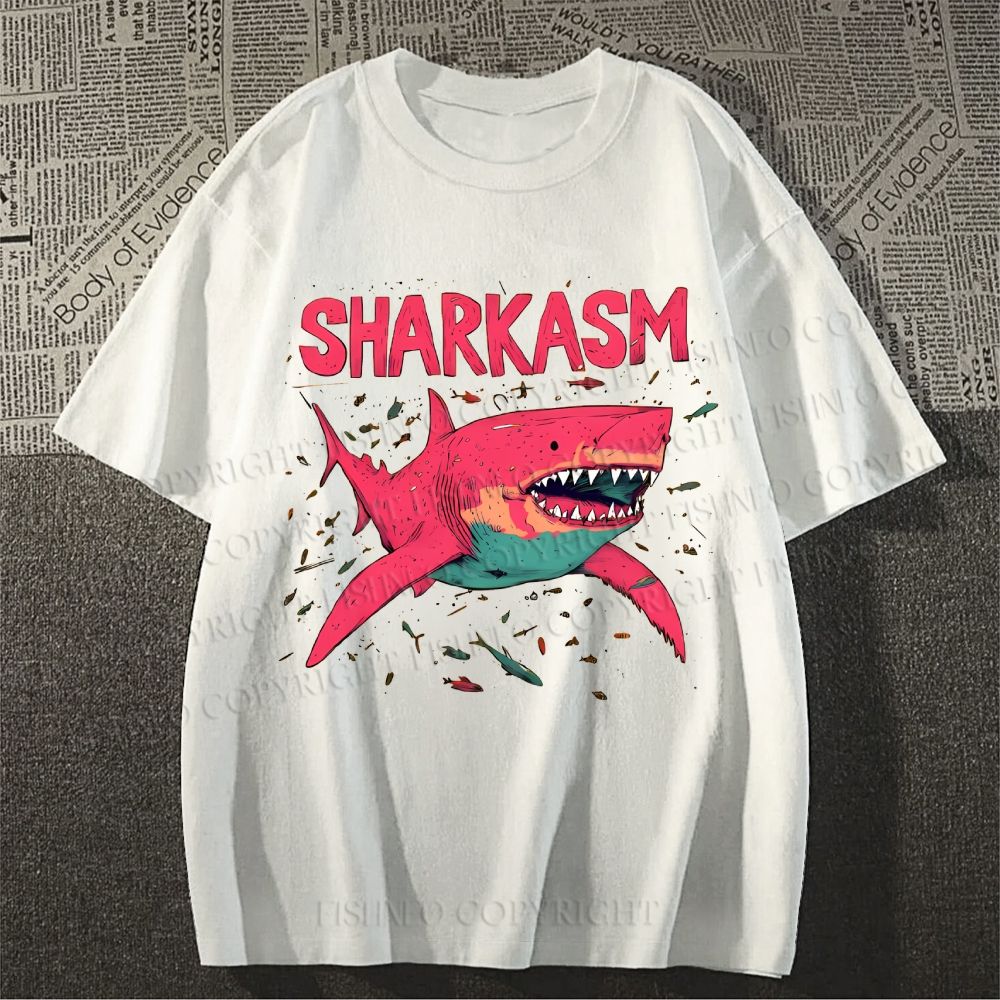 Unisex Sharkasm Graffiti Classic Cotton T-shirt
