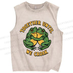 Unisex Be Together Until Frogs Croak Printed Washed Tank Top