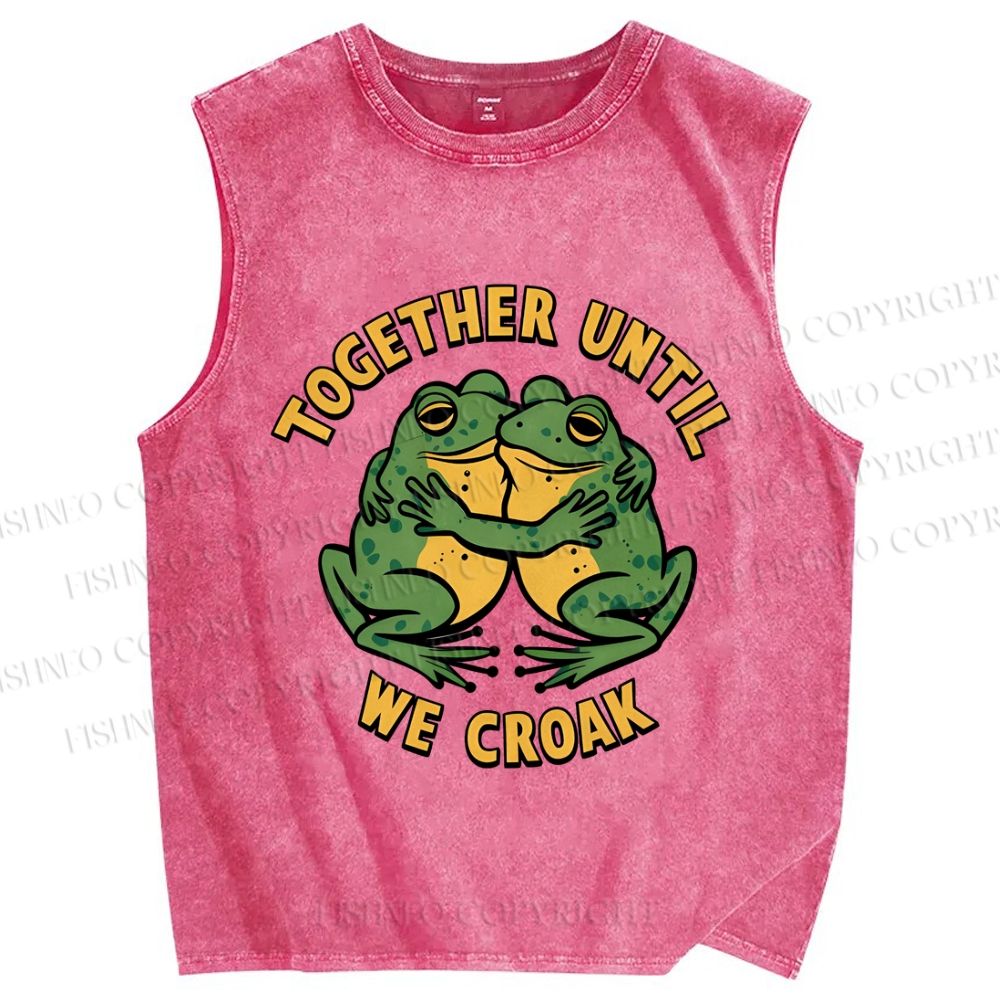 Unisex Be Together Until Frogs Croak Printed Washed Tank Top