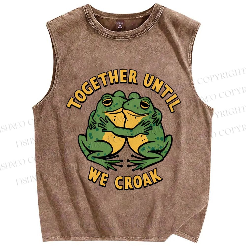 Unisex Be Together Until Frogs Croak Printed Washed Tank Top
