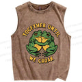 Unisex Be Together Until Frogs Croak Printed Washed Tank Top