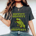 Unisex Frog Hippity Hoppity Get Off My Property Printed Washed Tee