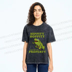 Unisex Frog Hippity Hoppity Get Off My Property Printed Washed Tee