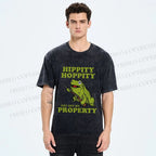 Unisex Frog Hippity Hoppity Get Off My Property Printed Washed Tee