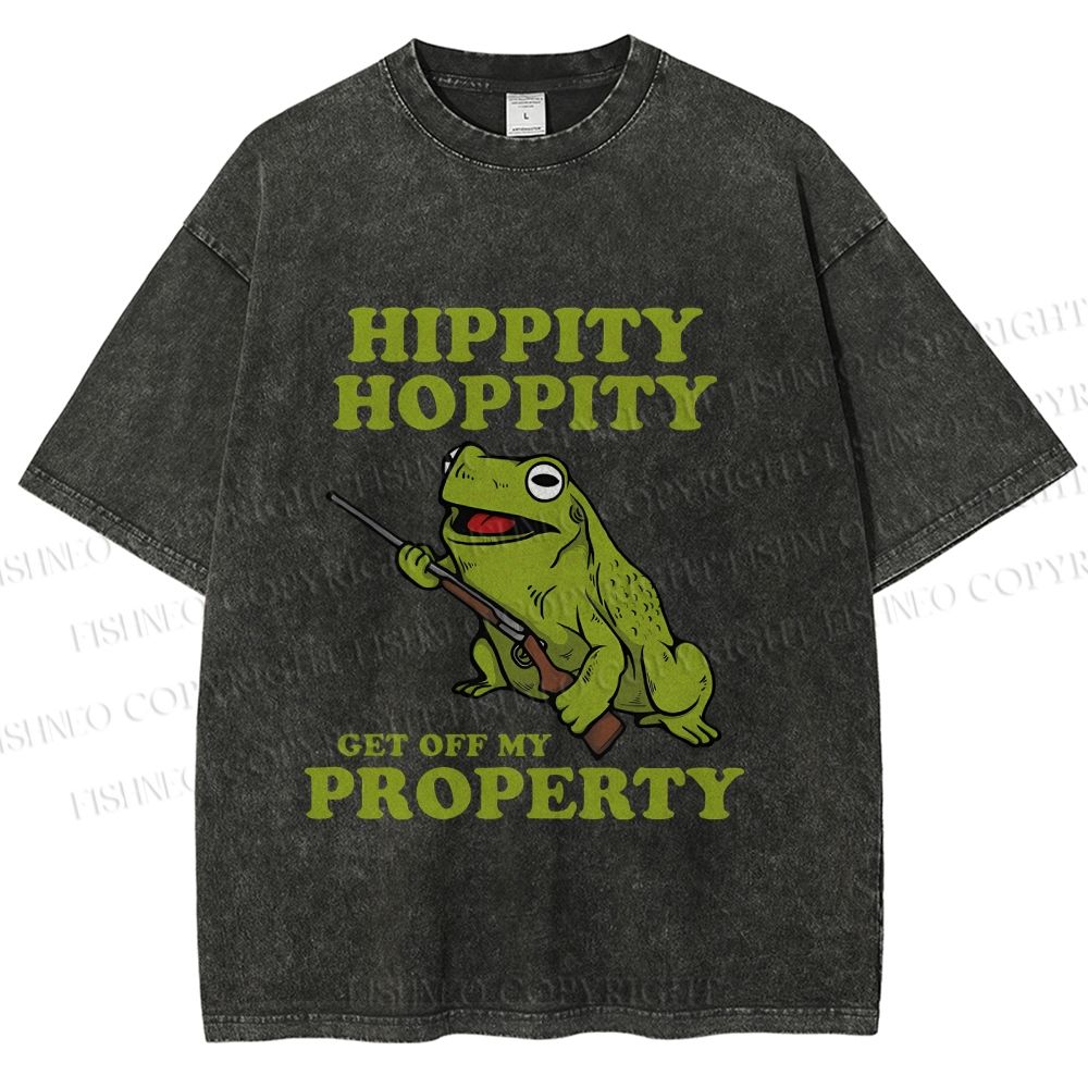 Unisex Frog Hippity Hoppity Get Off My Property Printed Washed Tee