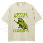 Unisex Frog Hippity Hoppity Get Off My Property Printed Washed Tee
