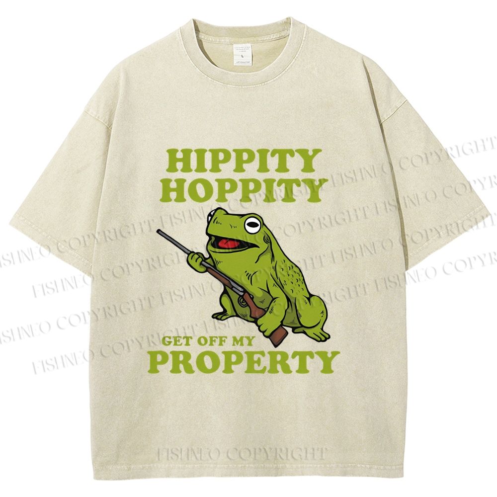 Unisex Frog Hippity Hoppity Get Off My Property Printed Washed Tee