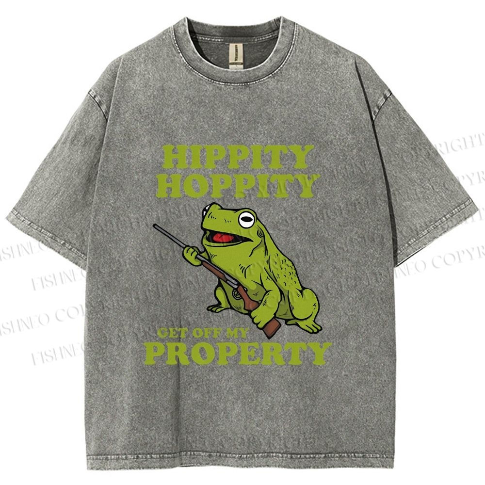 Unisex Frog Hippity Hoppity Get Off My Property Printed Washed Tee