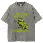 Unisex Frog Hippity Hoppity Get Off My Property Printed Washed Tee