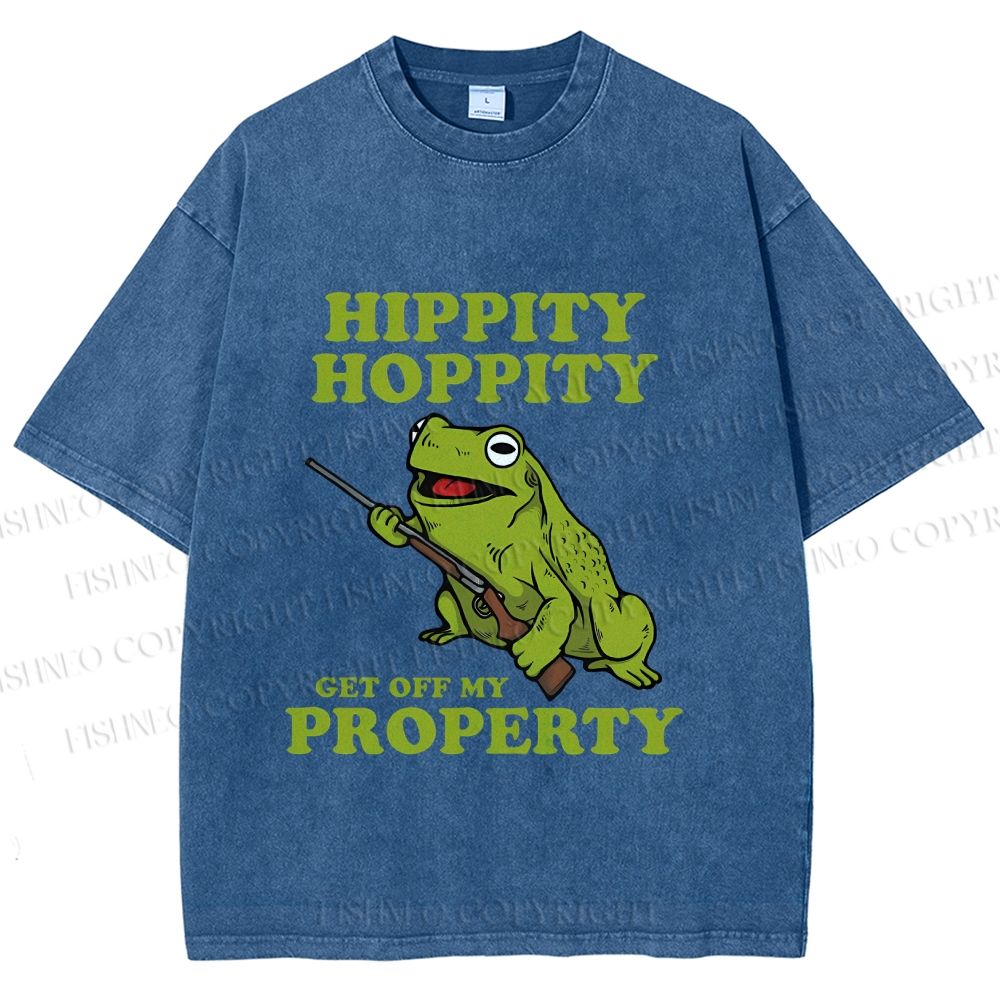 Unisex Frog Hippity Hoppity Get Off My Property Printed Washed Tee