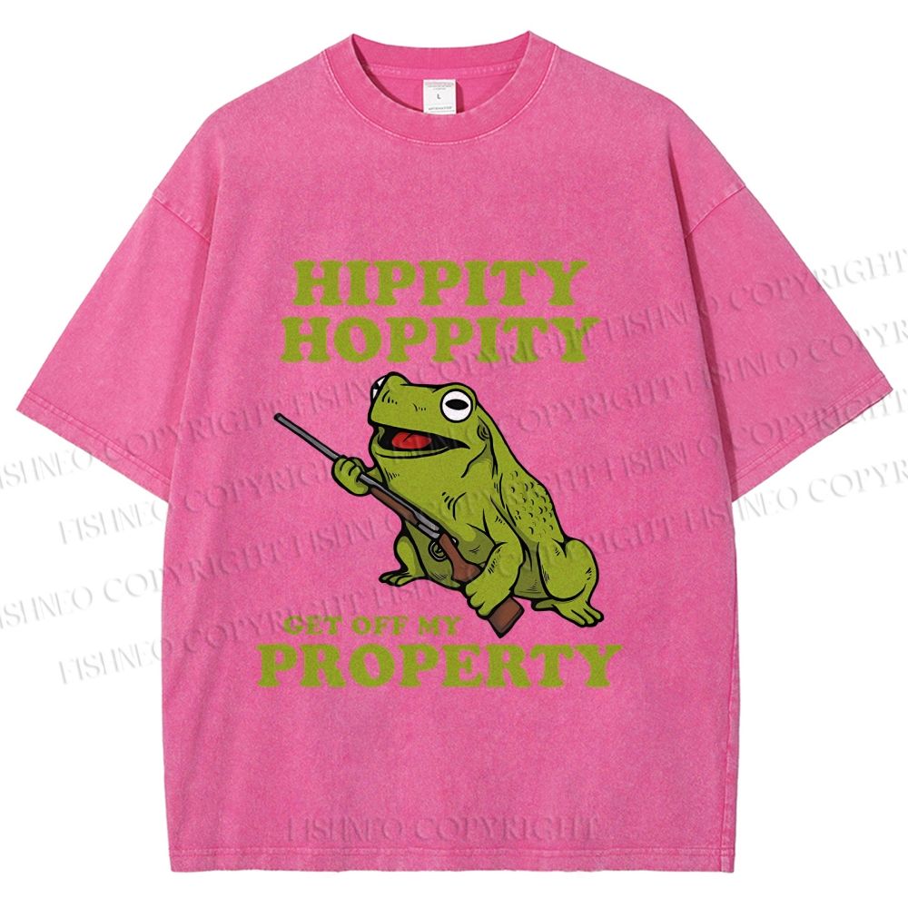 Unisex Frog Hippity Hoppity Get Off My Property Printed Washed Tee